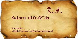 Kulacs Alfréda névjegykártya